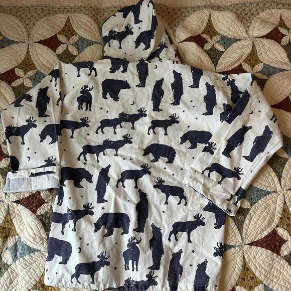 80s Michigan Rag Co. Bear & Moose all over print poncho jacket size S/M granola - Picture 6 of 7